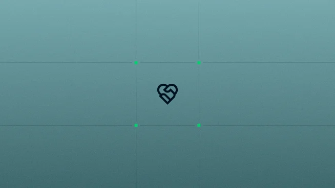 A heart-shaped icon with a blue background, representing a logo or brand symbol.