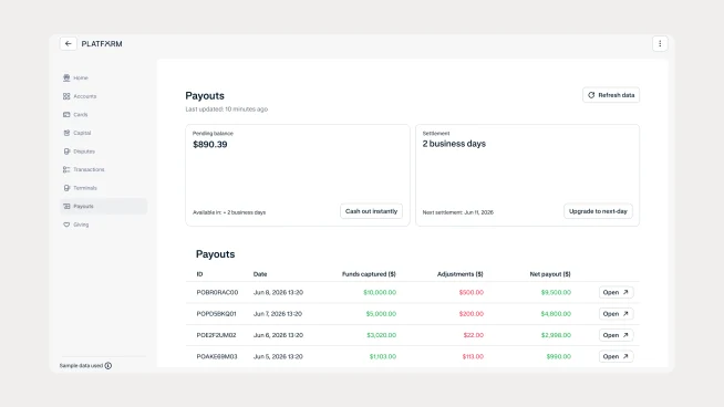 UI screen showing cashout daily limits feature
