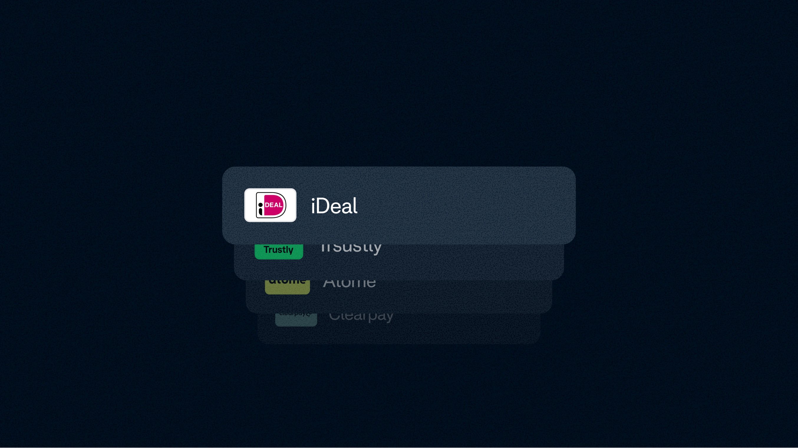 Digital payment interface showing a selection of transaction options on an Adyen terminal screen