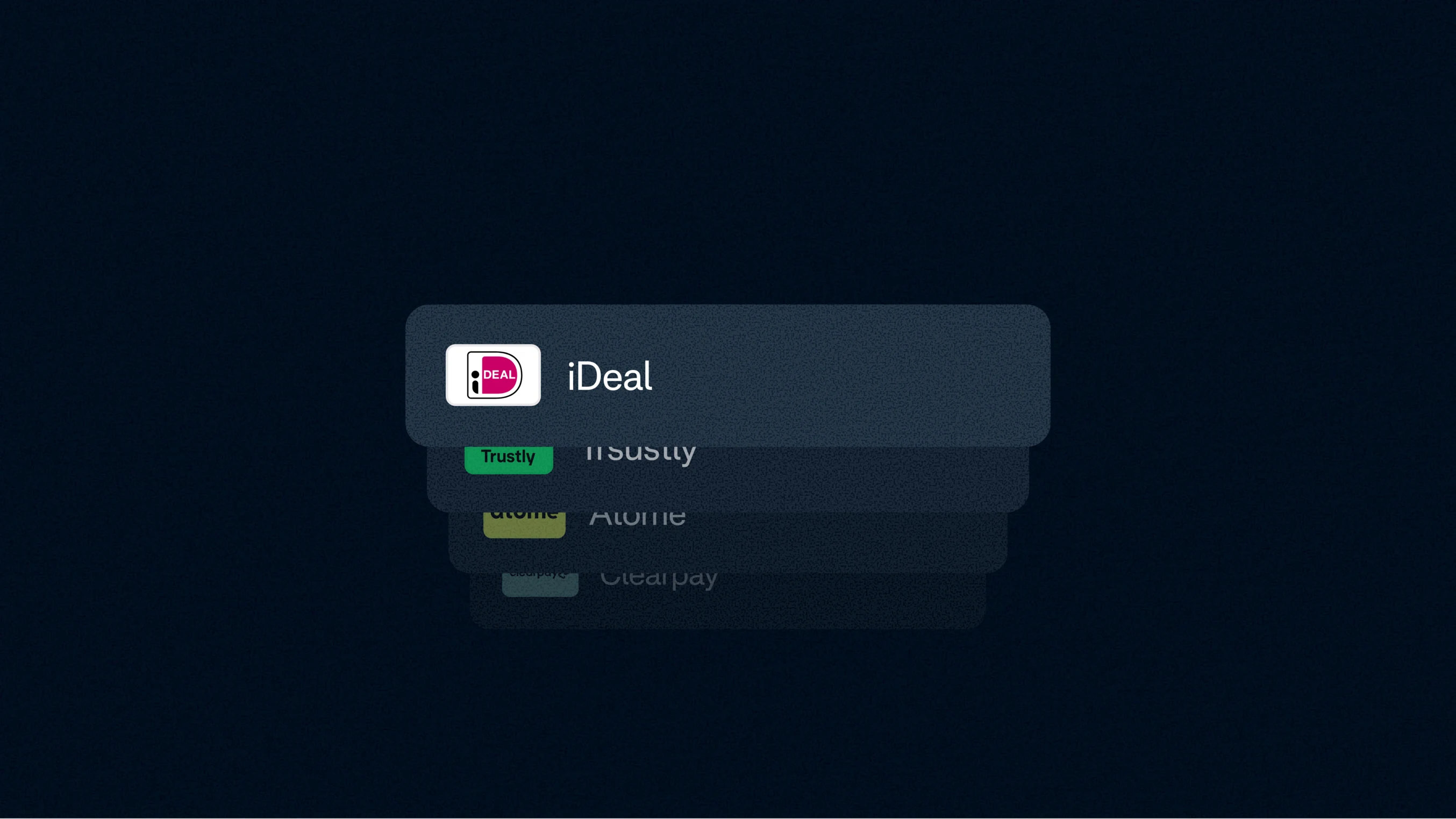 Digital payment interface showing a selection of transaction options on an Adyen terminal screen