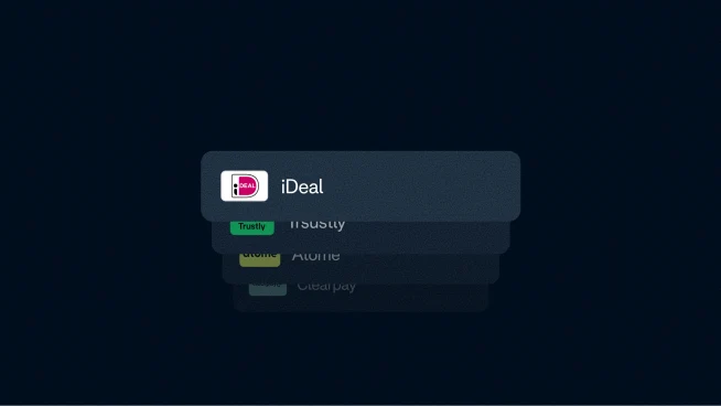 Digital payment interface showing a selection of transaction options on an Adyen terminal screen