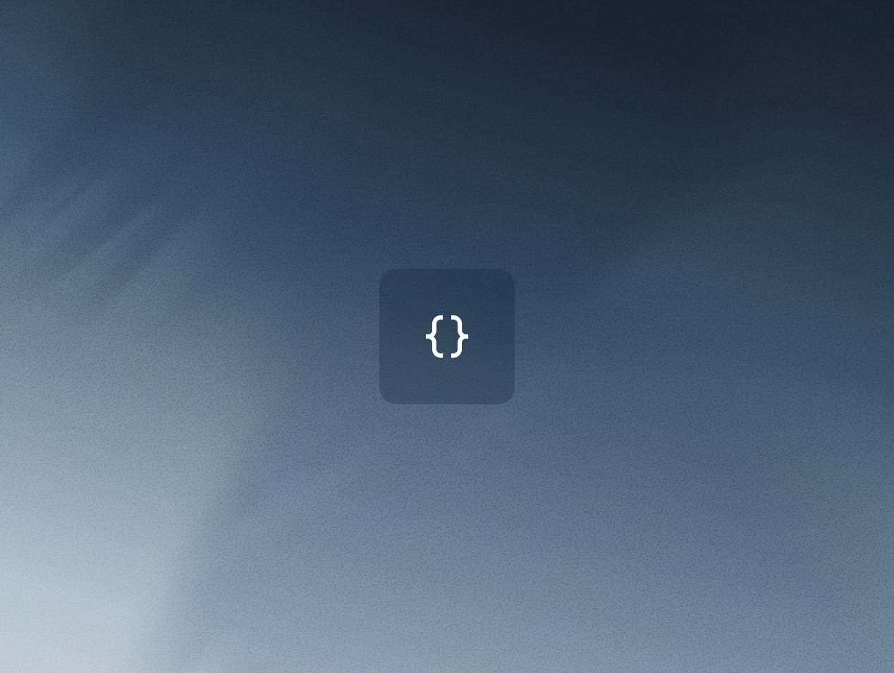 Empty dark background with a centered code icon, representing a tech or programming concept.
