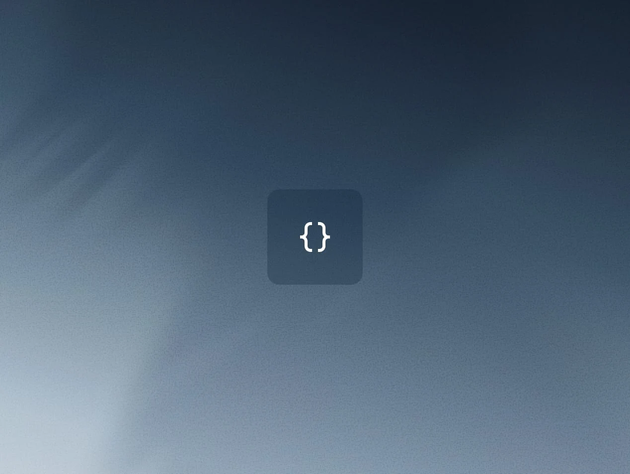 Empty dark background with a centered code icon, representing a tech or programming concept.