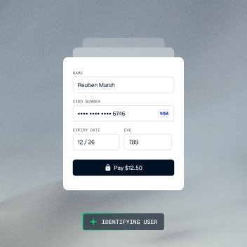 A digital payment interface showing a completed transaction with card details and an confirm payment button.