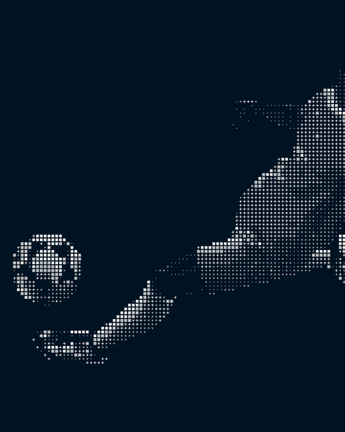 A data version of a person kicking a soccer ball in dark mode