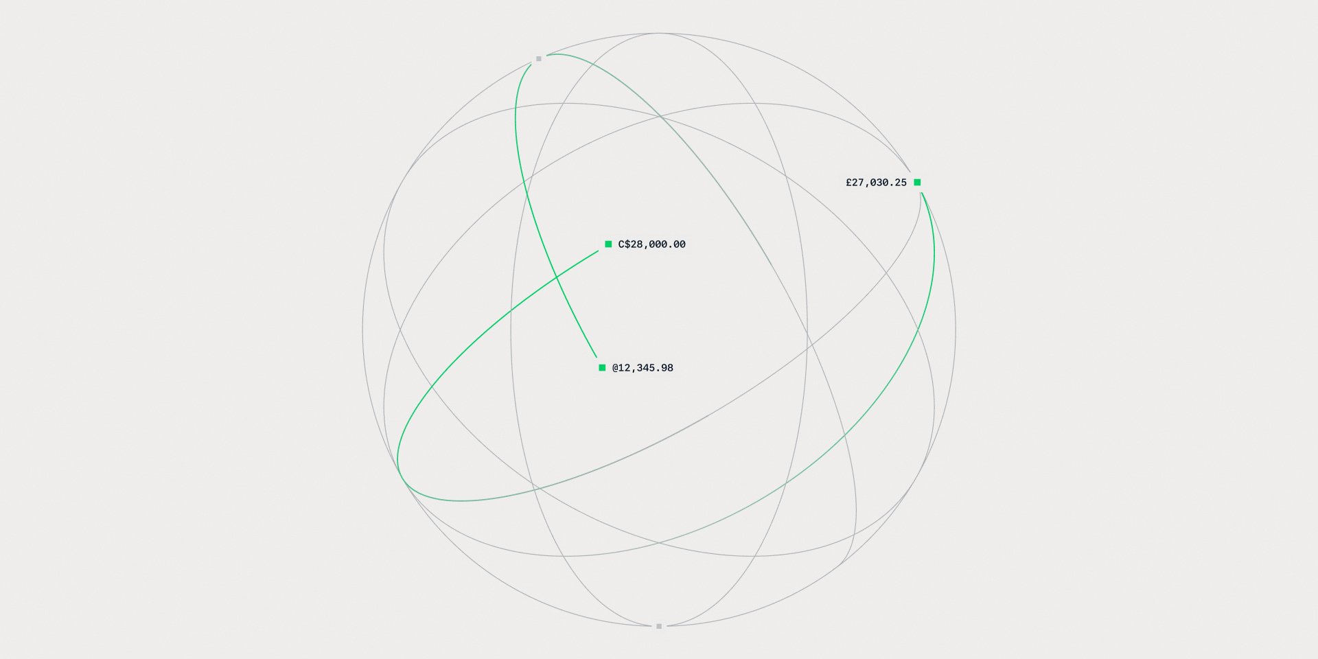 A digital globe with interconnected points representing global payment processing by Adyen.