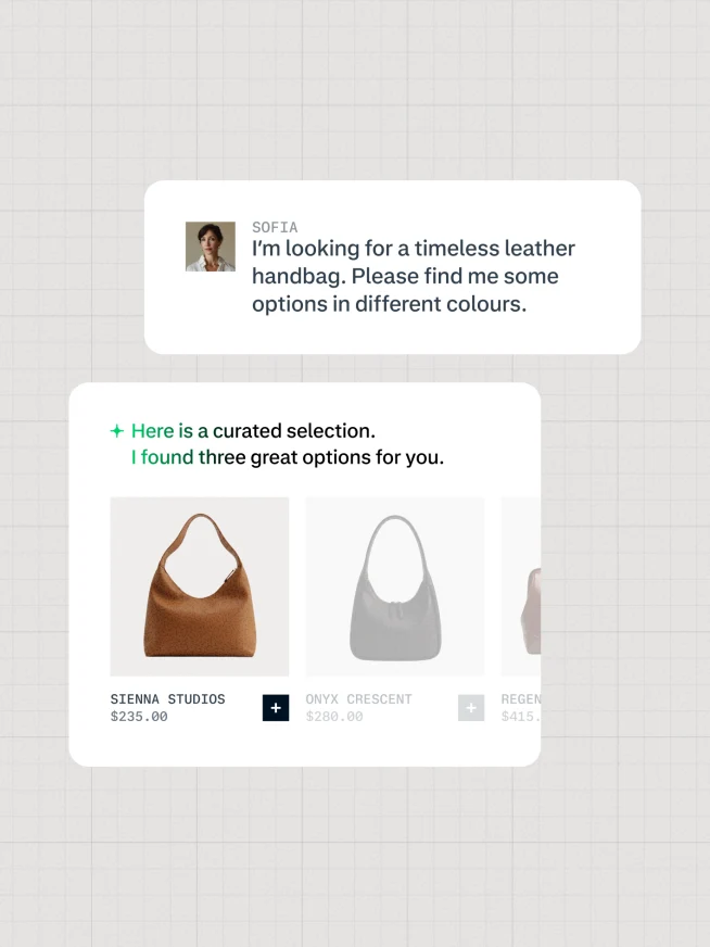 Customer browsing curated sneaker options with a prompt for bright colors.