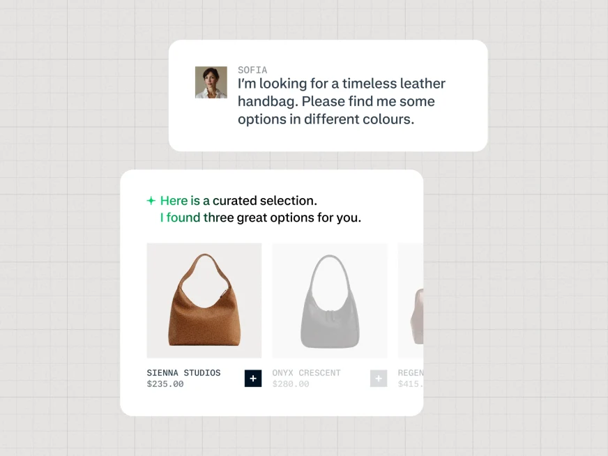 Customer browsing curated sneaker options with a prompt for bright colors.