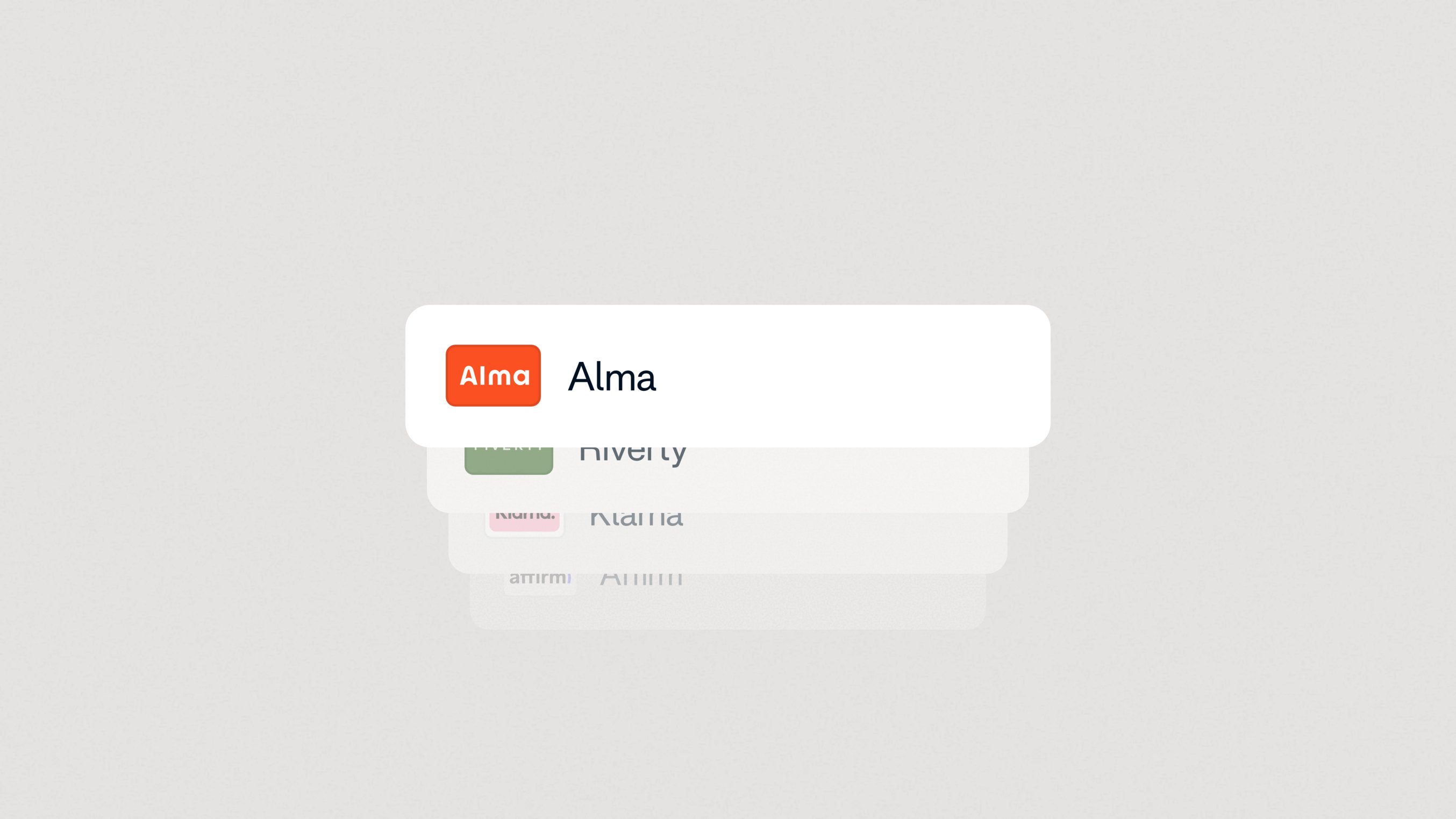 A digital interface showing a selection of payment options with Alma listed as a provider.