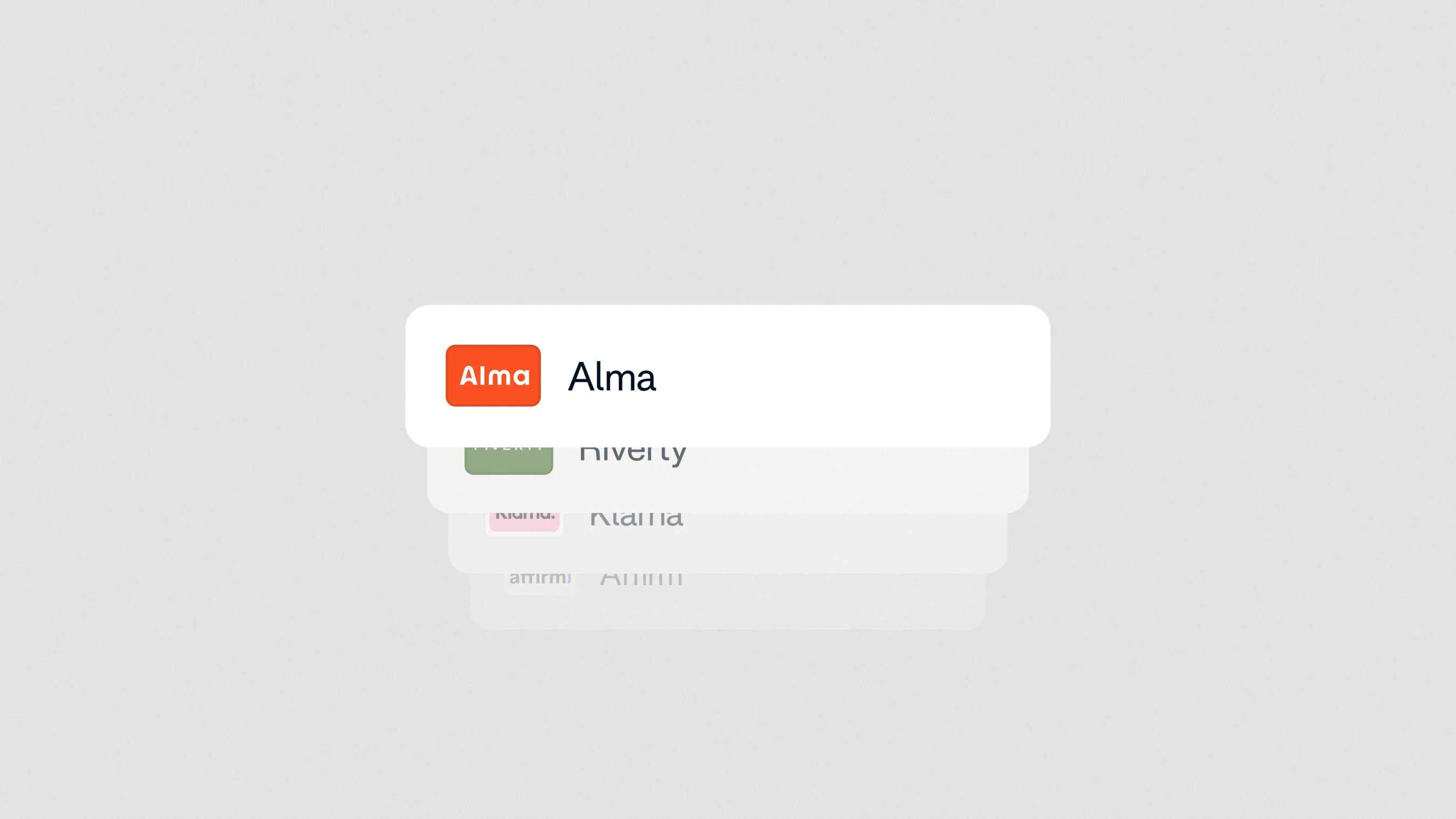 A digital interface showing a selection of payment options with Alma listed as a provider.
