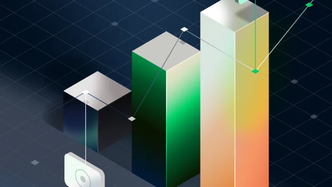 A digital illustration of ascending bars with checkmarks, symbolizing successful payment transactions facilitated by Adyen.