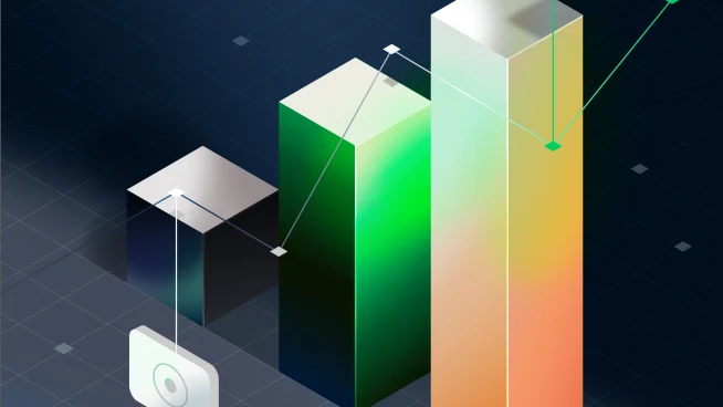 A digital illustration of ascending bars with checkmarks, symbolizing successful payment transactions facilitated by Adyen.