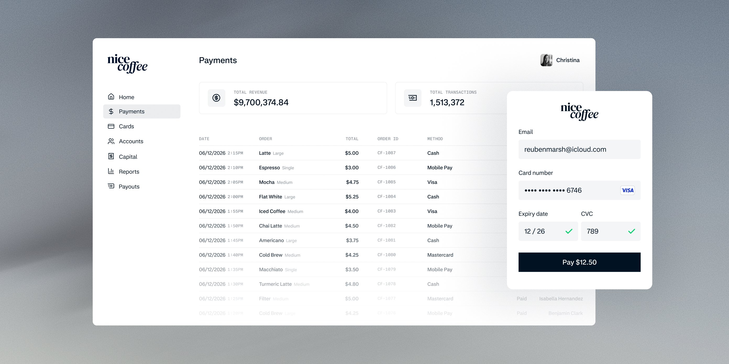 Screenshot of an Adyen payment management dashboard with transaction details and payment options