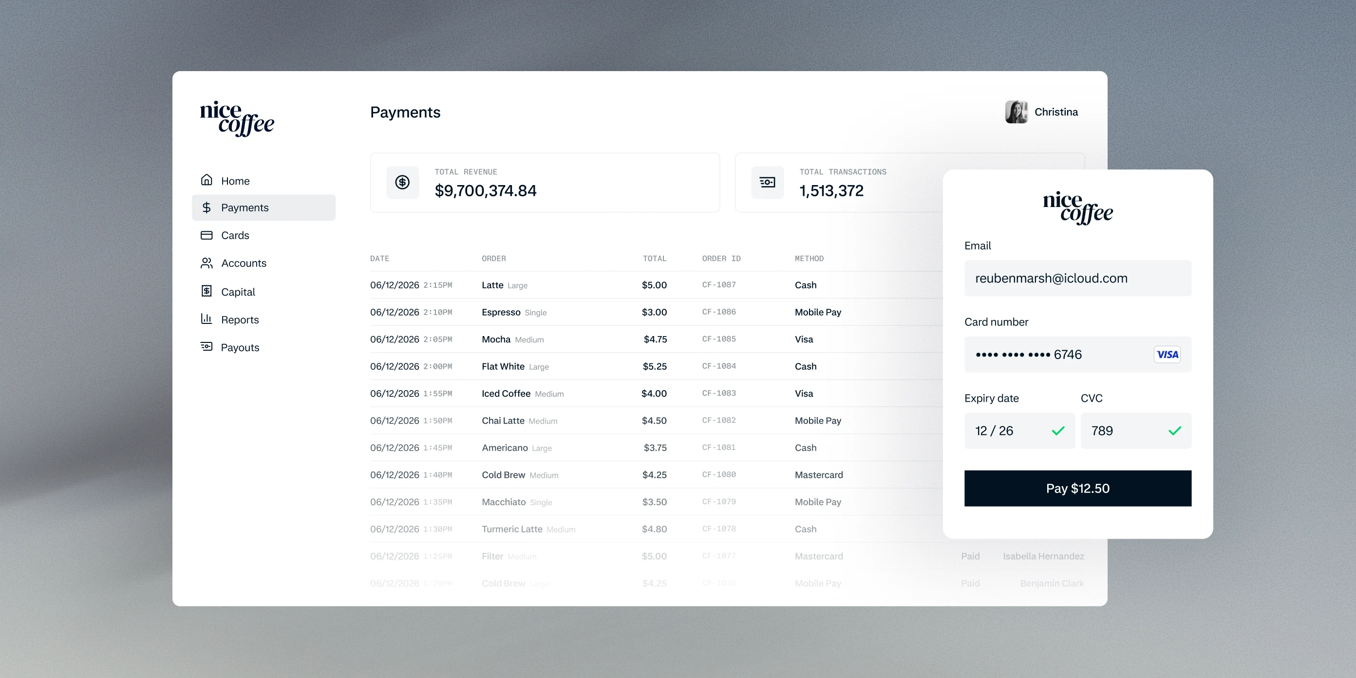 Screenshot of an Adyen payment management dashboard with transaction details and payment options