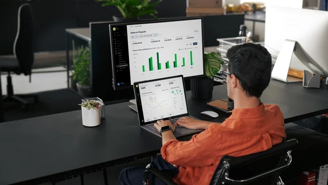 Man typing on laptop