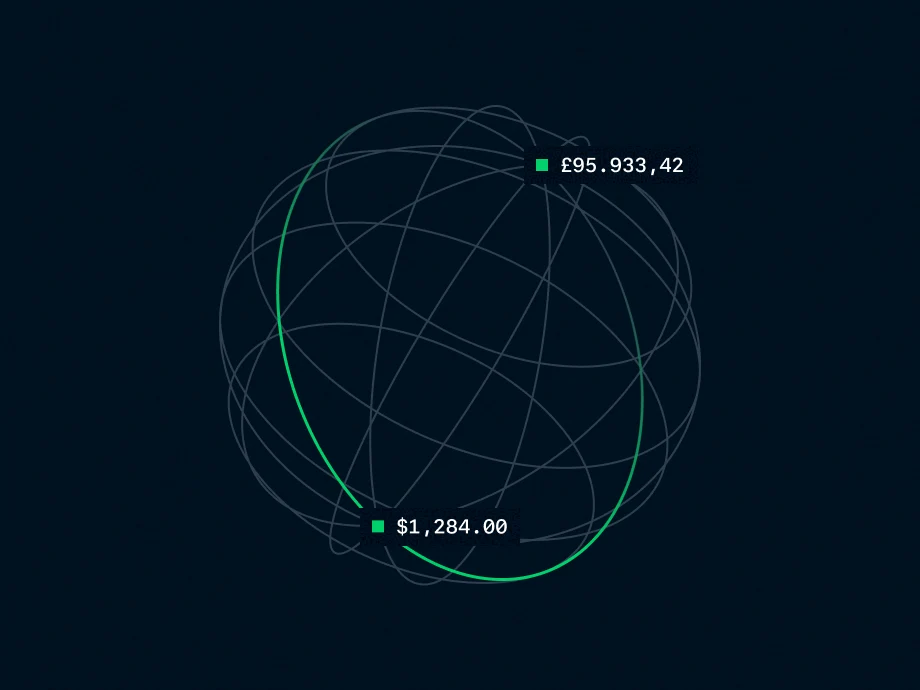 Global payment data visualization showing transaction amounts with a 3D globe backdrop.