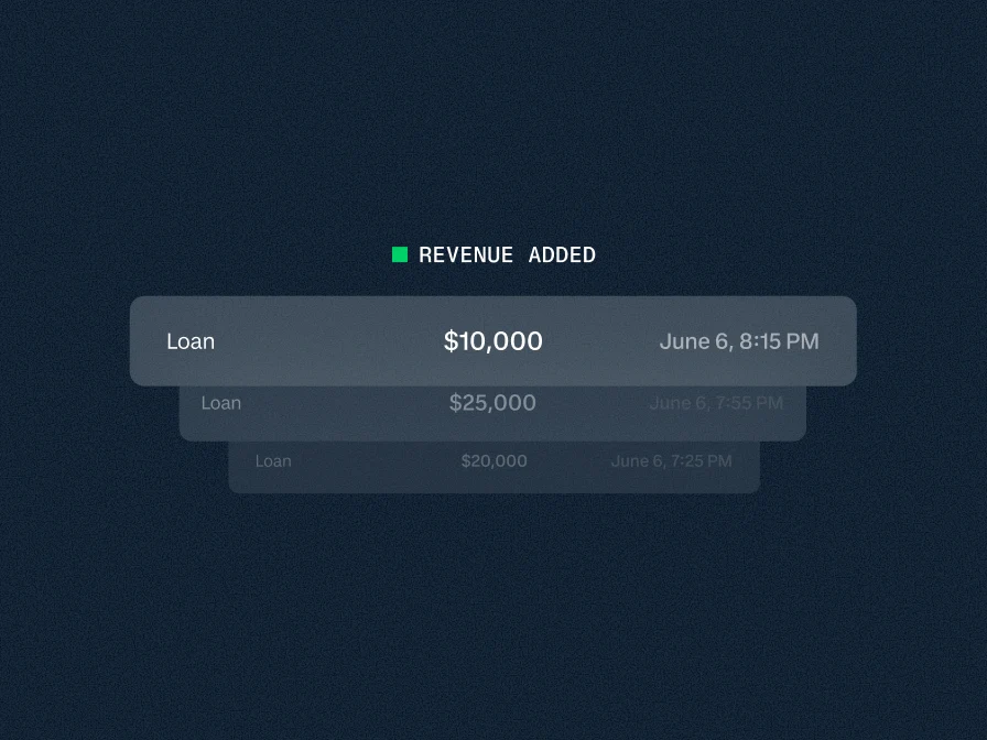Screen showing a successful Adyen payment of 10,000 for a loan on June 6.