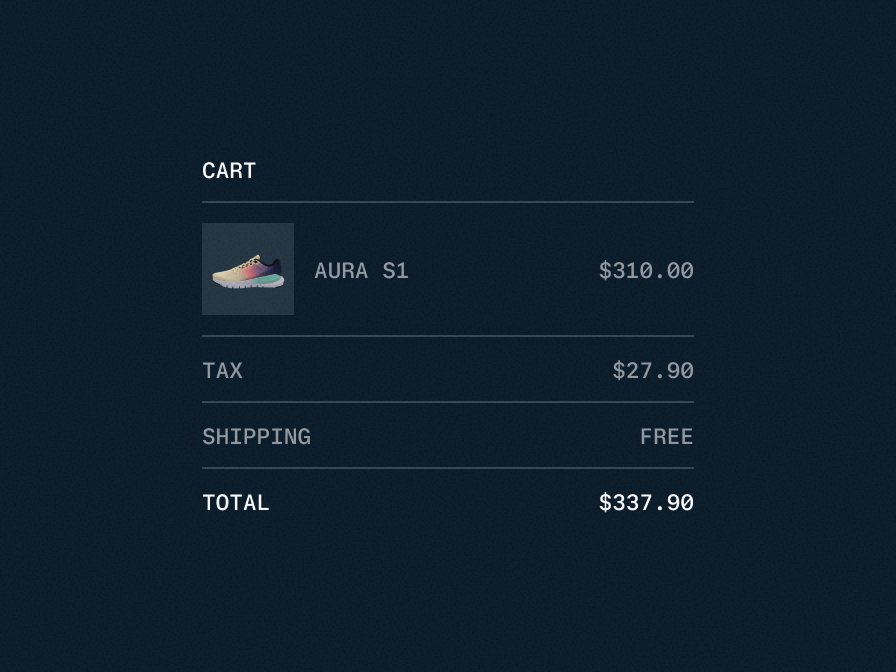 Receipt showing a purchase of a pair of sneakers totaling 337.90 dollars, paid via Adyen.