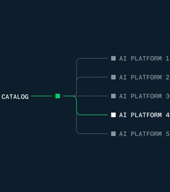 A catalog diagram showing one main category branching into five AI platform options.