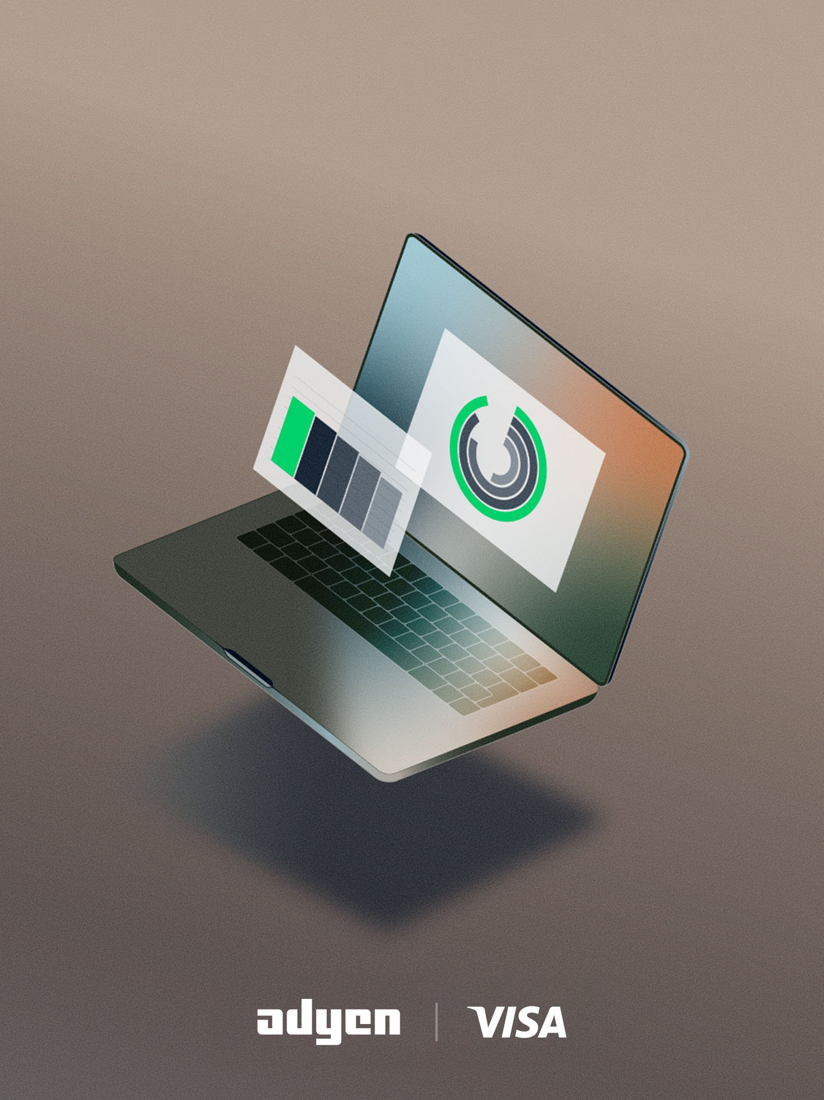 Laptop displaying payment analytics on an office desk