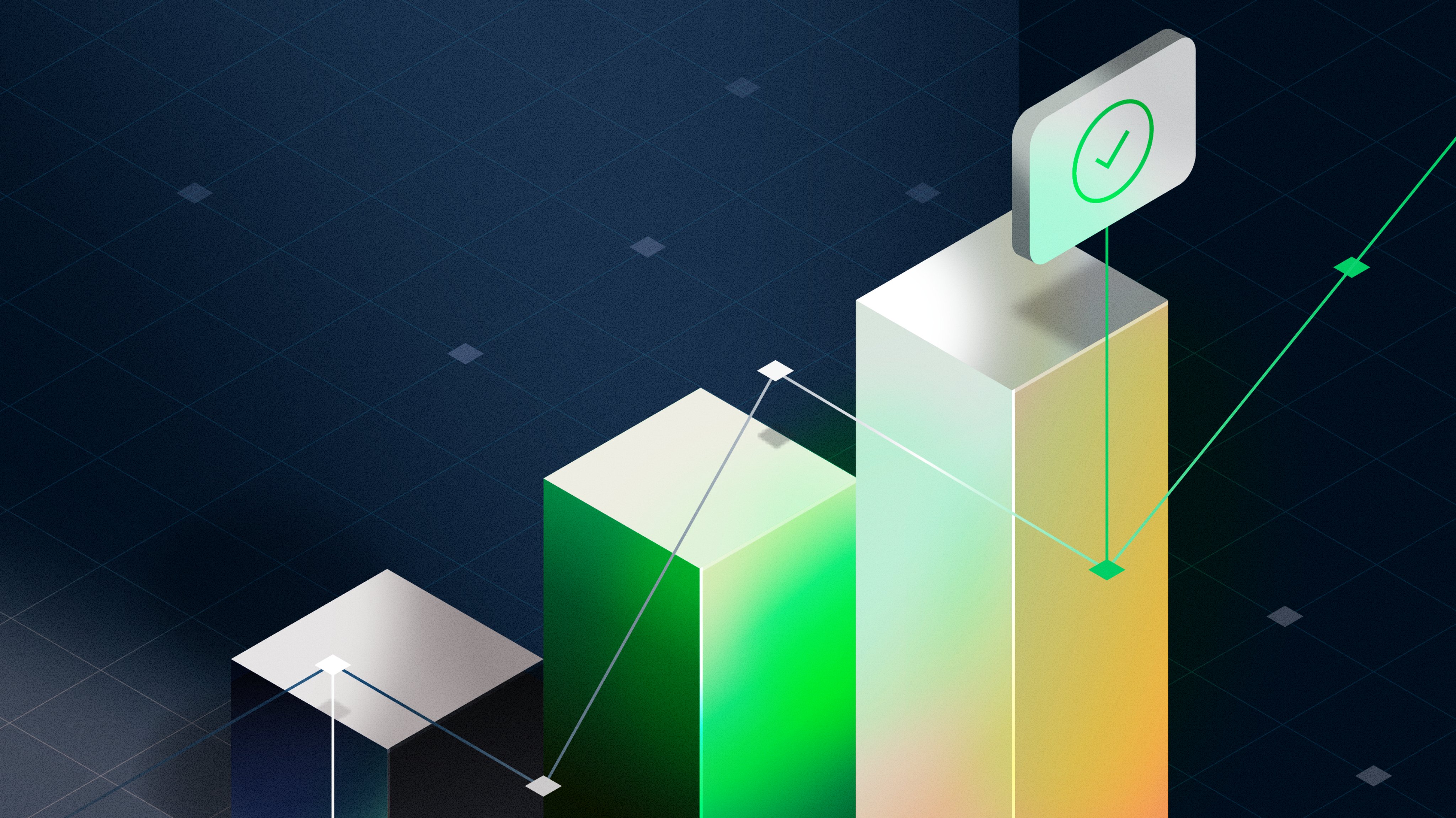Bar graph showing growth with a checkmark icon, symbolizing successful business performance or payment processing.