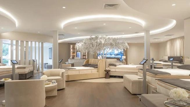 Elegant interior lounge with modern seating and subtle lighting, showcasing luxury design