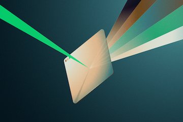 An abstract representation of digital payments with a mobile device, terminal, and data flow.