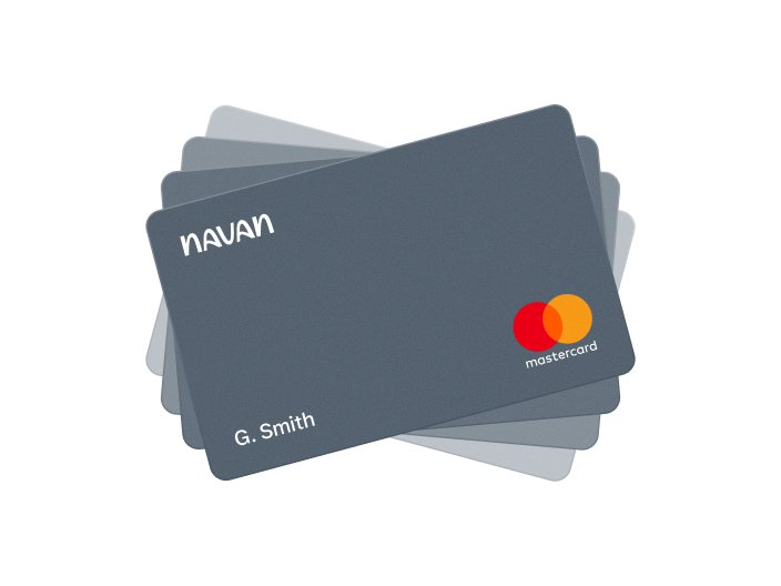 Three stacked credit cards including a Mastercard with an Adyen branding element.