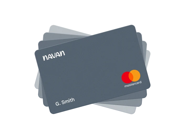 Three stacked credit cards including a Mastercard with an Adyen branding element.