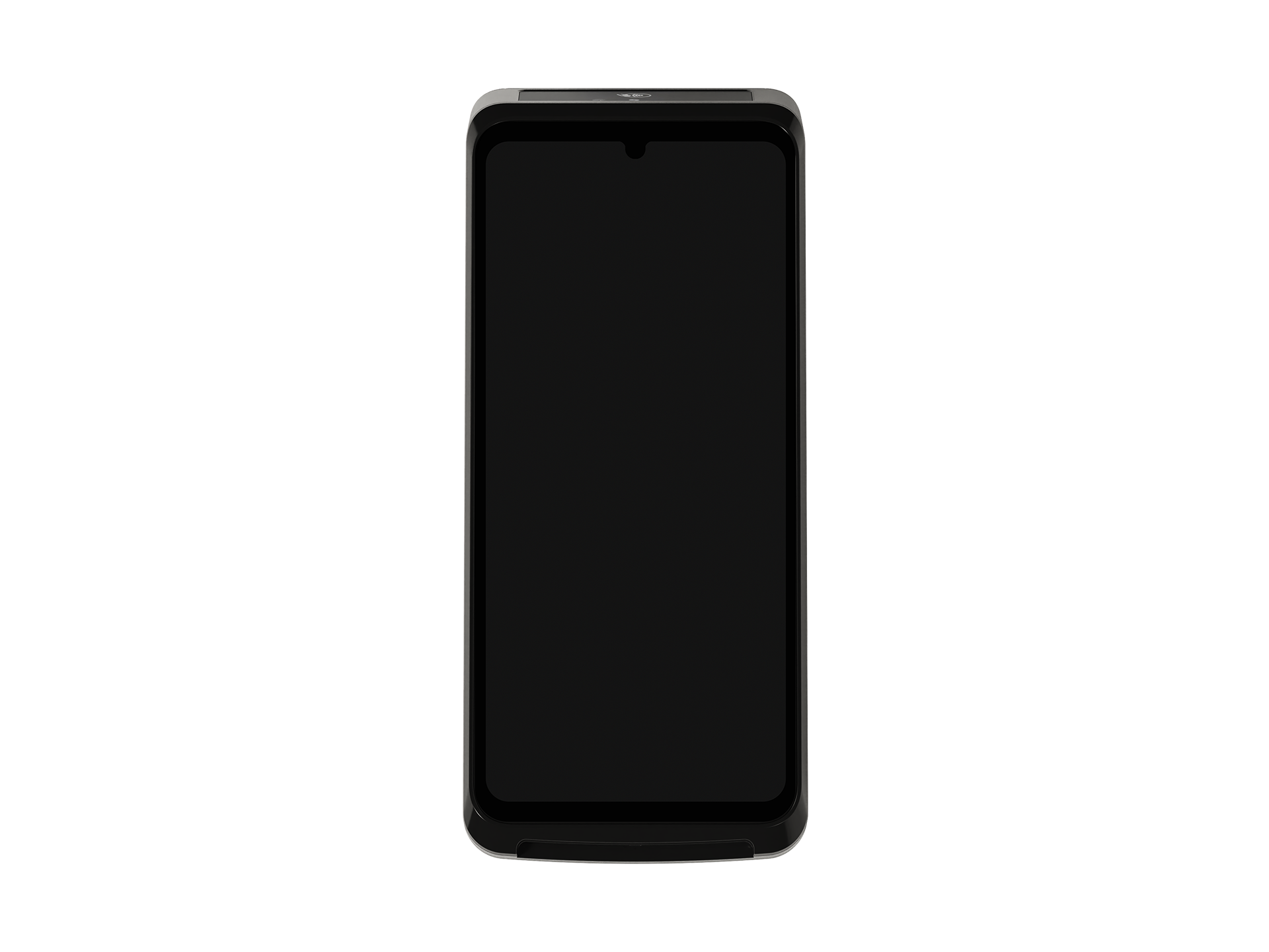 A smartphone with a black screen, highlighting mobile payment capabilities by Adyen.