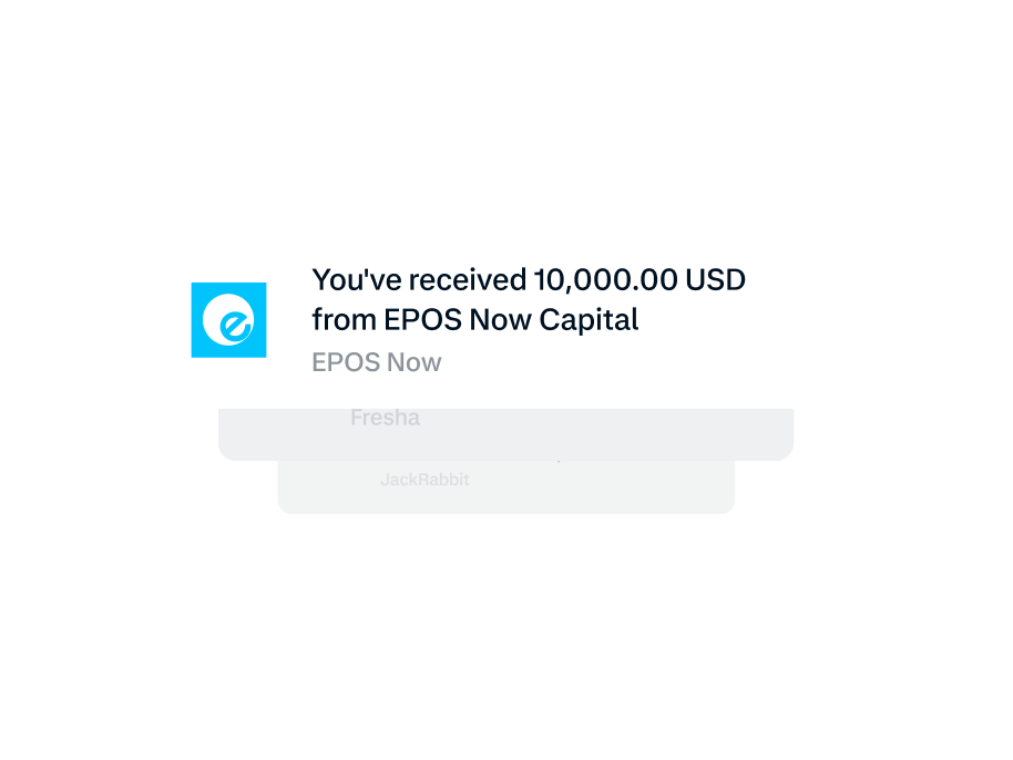 Notification of a $10,000 USD payment received from EPOS Now Capital via Adyen system