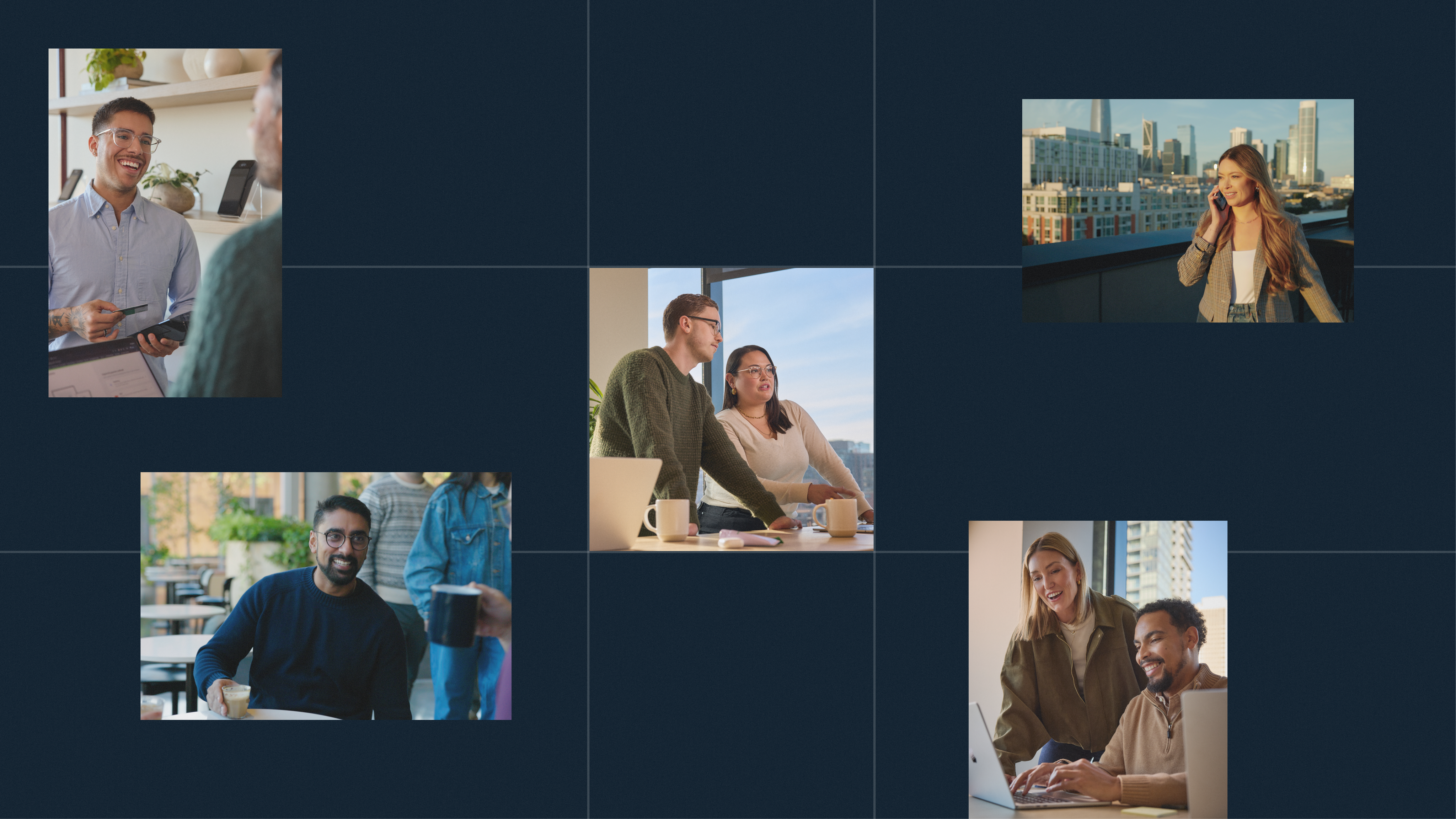 Group of people having a business meeting in an office setting with Adyen payment solutions.