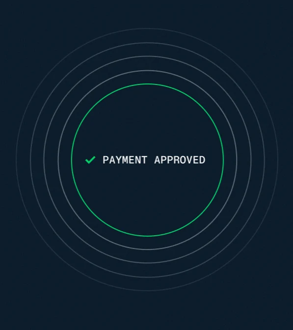Payment confirmed with Adyen, displaying successful transaction approval on screen.