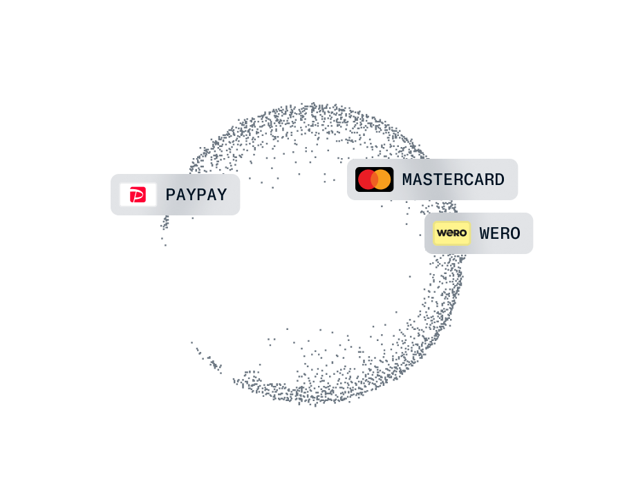 Business people using payment terminals with Adyen branding, indicating payment processing by Adyen.