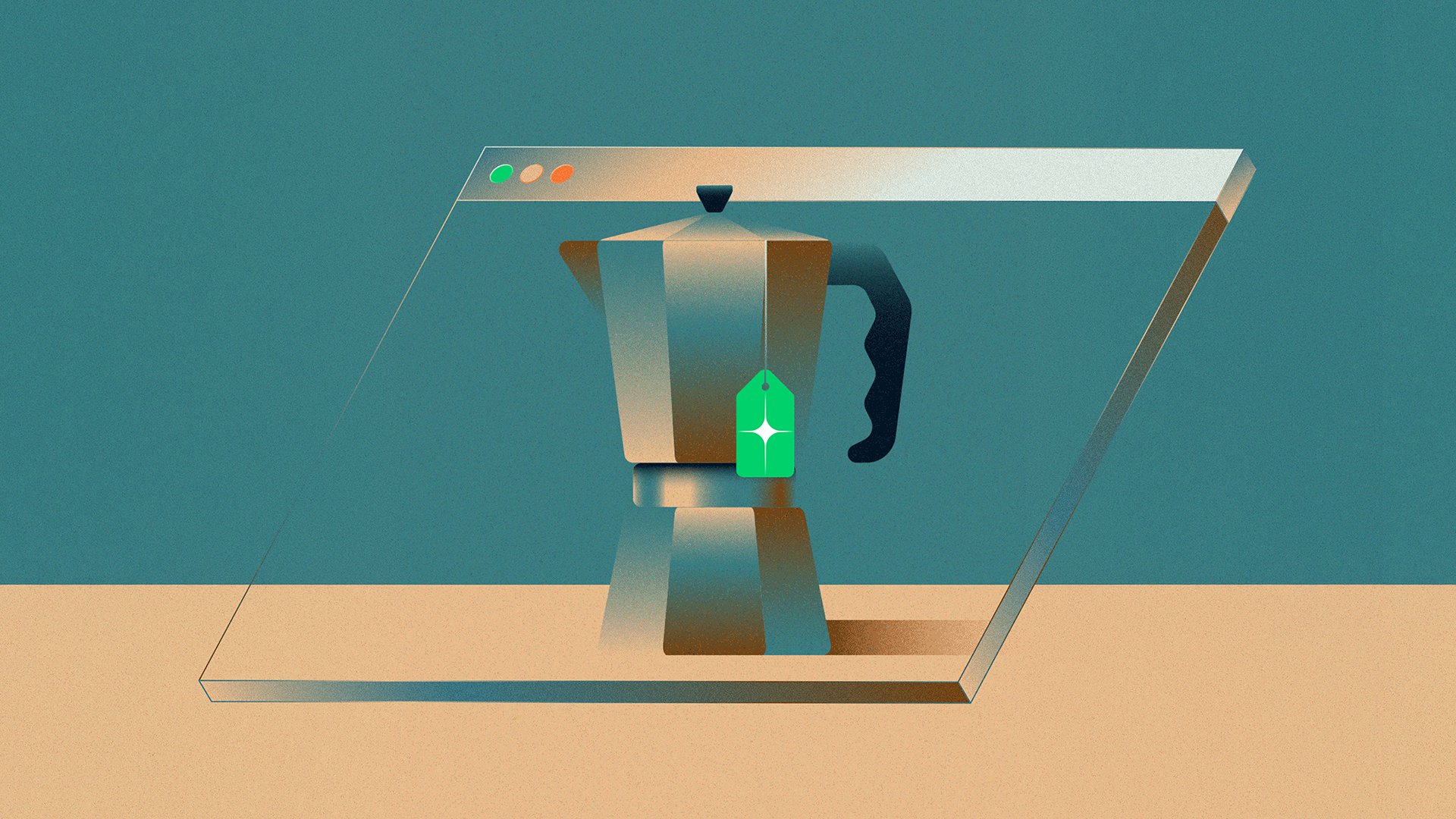 A robot emerging from a digital browser window representing innovative payment technology