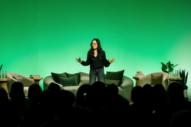 Adyen employees in the Adyen office during a presentation or training session