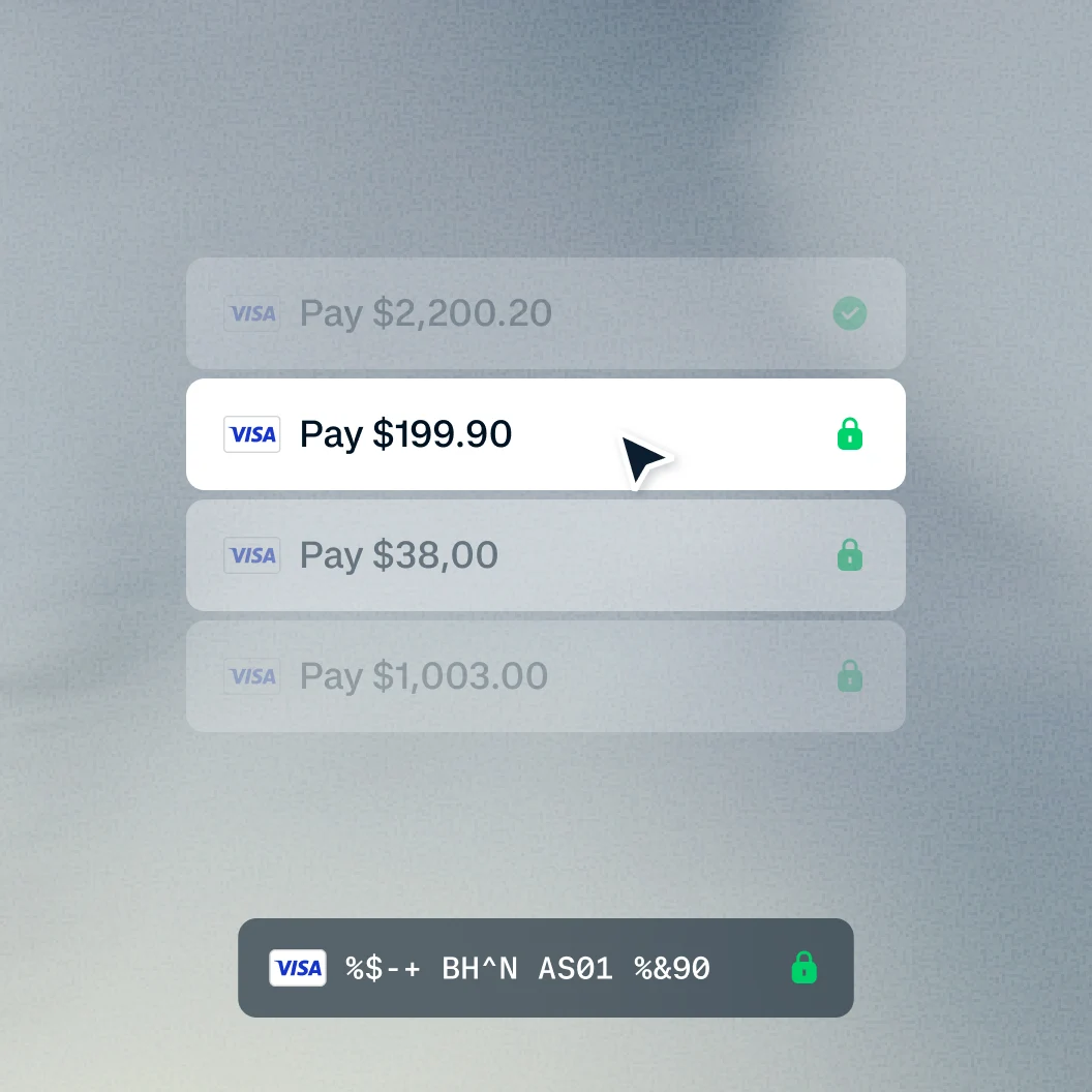 A payment screen showing multiple transactions with amounts and secure payment status.