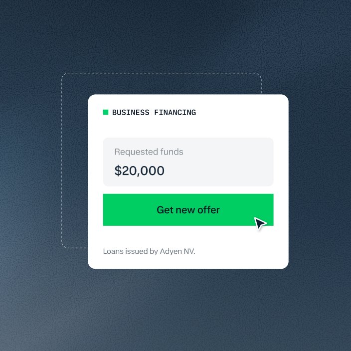 Digital funding request interface showing a $20,000 offer with a Get new offer button