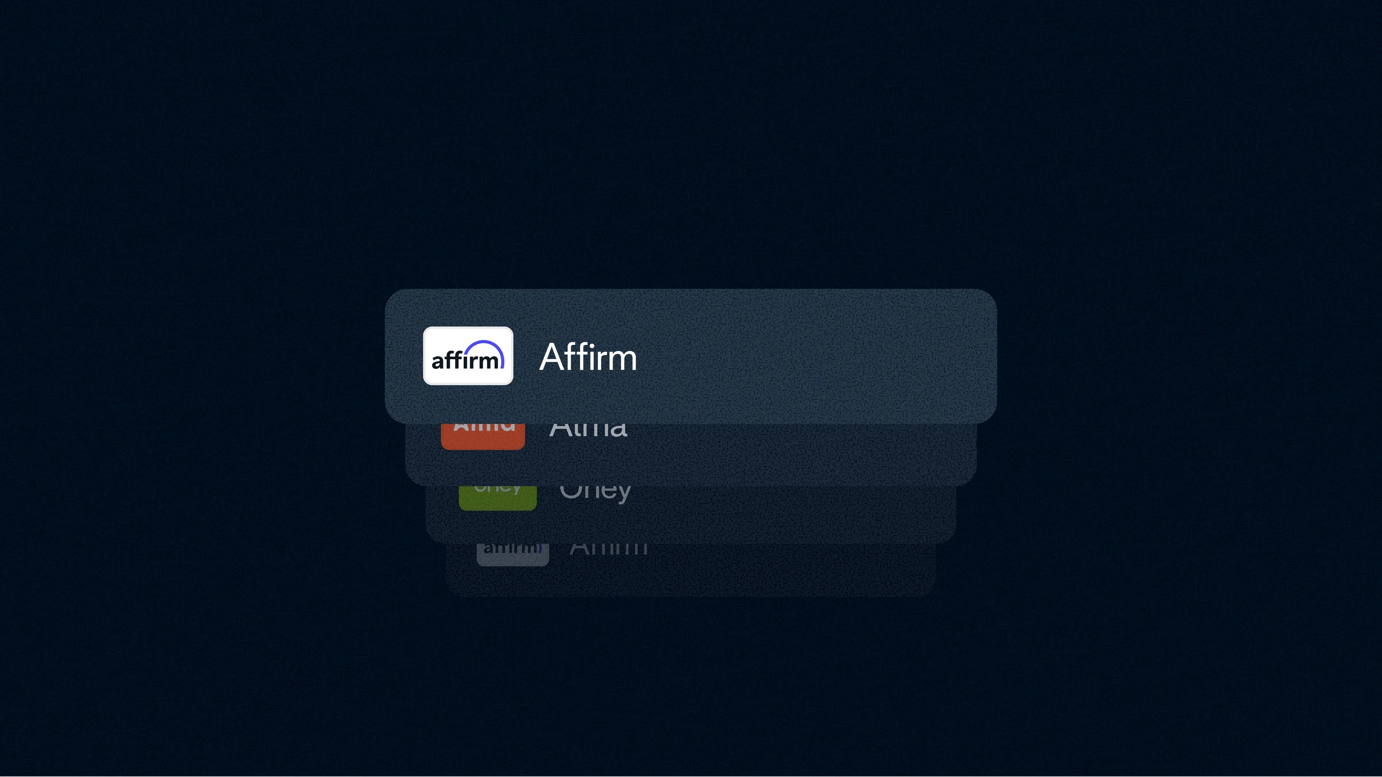 A digital payment screen showing Affirm option, provided by Adyen.