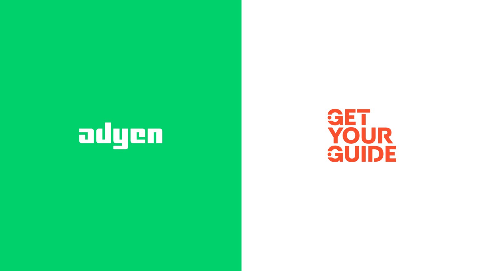 Adyen logo with Get Your Guide text, suggesting a partnership or collaboration between the brands.
