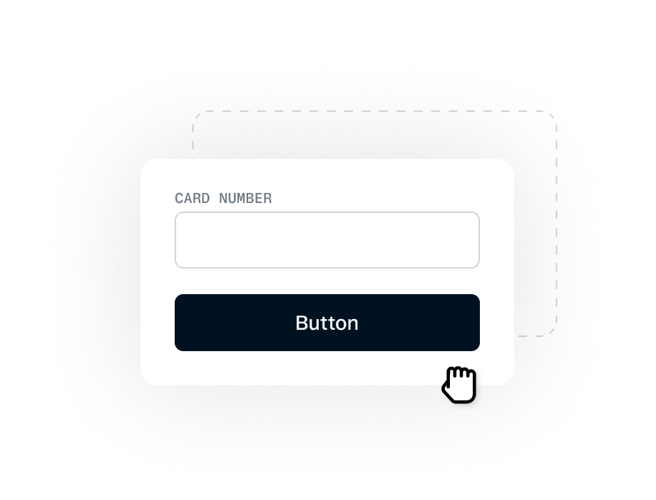 A computer screen displaying a form with card number input and a button, with a cursor icon hovering over the button.