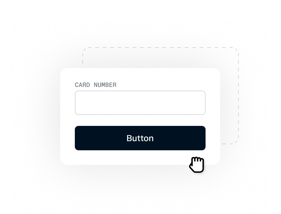 A computer screen displaying a form with card number input and a button, with a cursor icon hovering over the button.