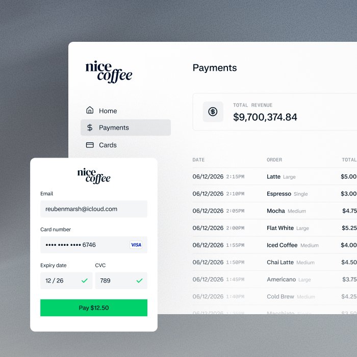 Screenshot of a business payment dashboard showing transaction details and a payment of 12.50 USD made via Adyen.