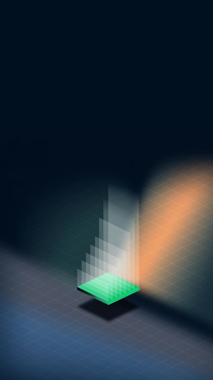 Illuminated Adyen digital payment terminal POS display glowing against a dark background