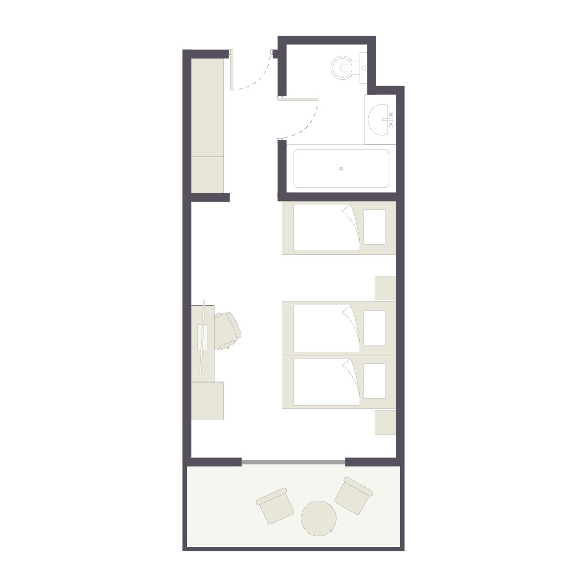 Ein geräumiges Zimmer im Aldiana Premium Cluburlaub mit zwei Betten und Balkon.