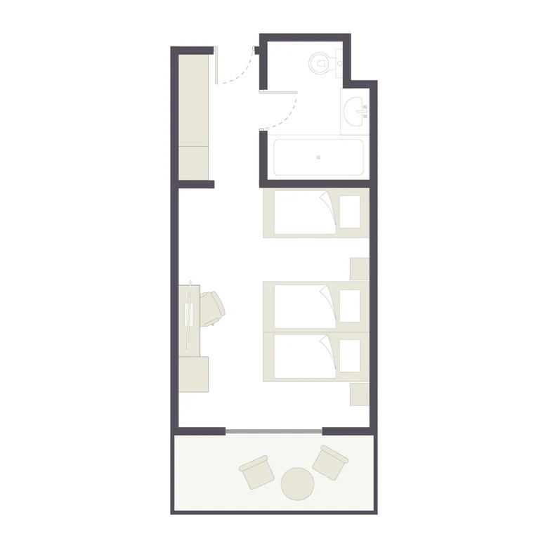 Ein geräumiges Zimmer im Aldiana Premium Cluburlaub mit zwei Betten und Balkon.