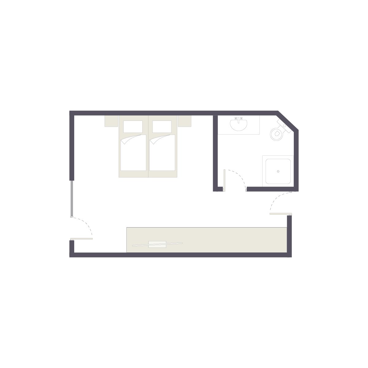 Gemütliches Schlafzimmer mit 2 Betten und angrenzendem Badezimmer bei Aldiana Premium Cluburlaub