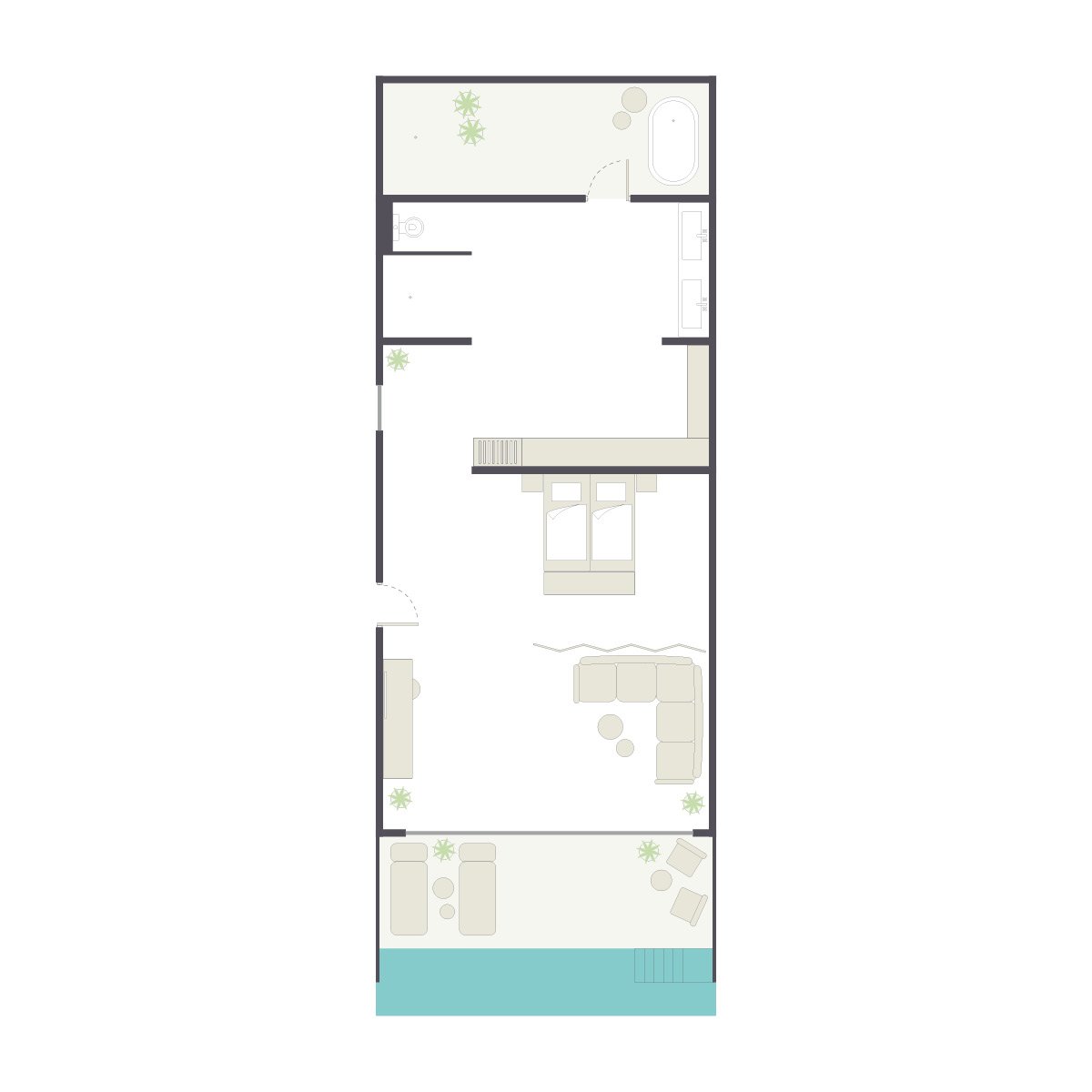 Ein eleganter, modern eingerichteter Urlaubsraum bei Aldiana für Premium Cluburlaub.