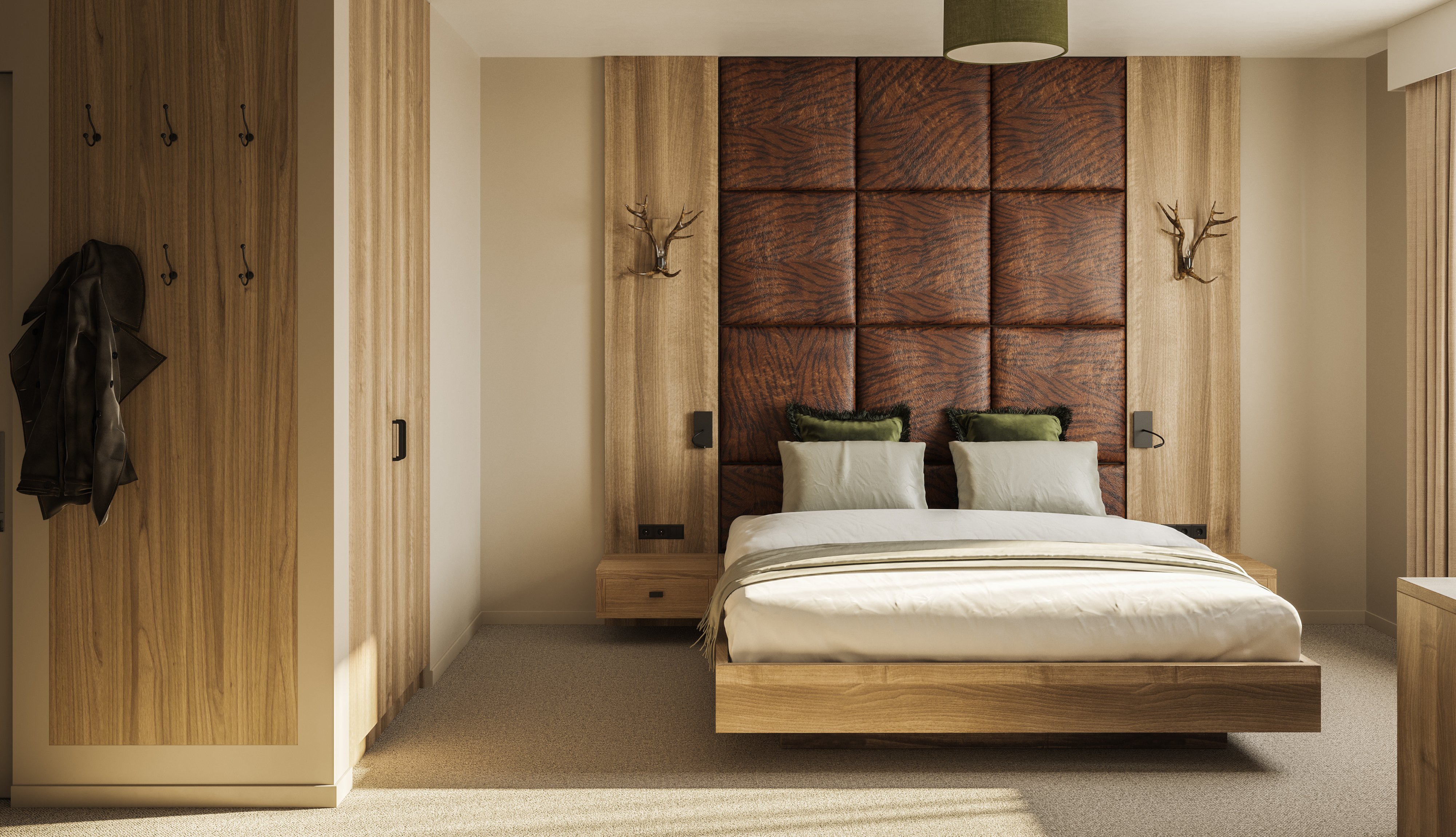 Elegantes Schlafzimmer bei Aldiana mit Holzdesign und komfortabler Einrichtung