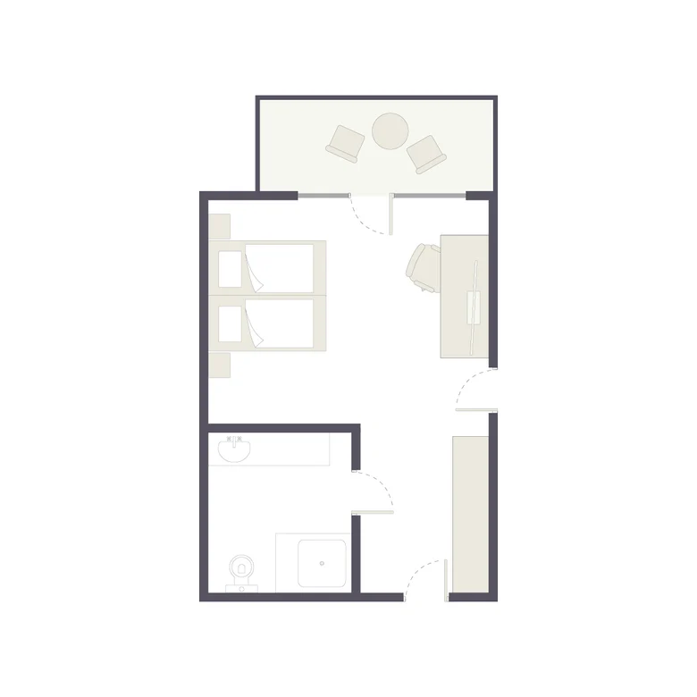 Zimmer mit zwei Betten, Balkon, Badezimmer und moderner Einrichtung bei Aldiana Premium Cluburlaub